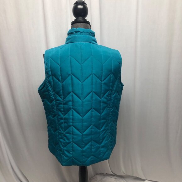 Keren Hart Puffer Vest Womens Size XL Teal Quilted Zipper Closure Sleeveless - Picture 5 of 8